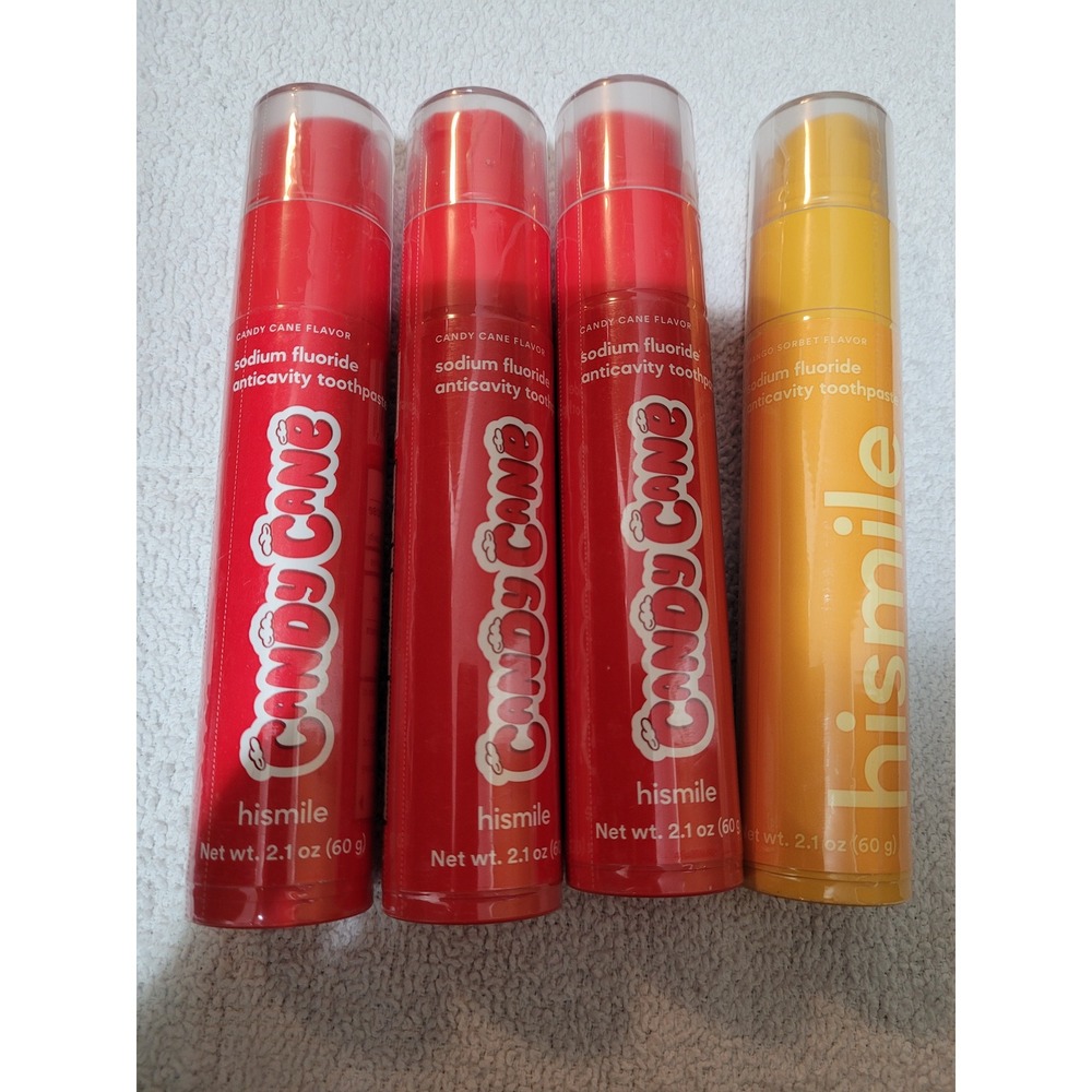 Hismile Toothpaste Bundle Unisex 2.1oz Multi New ‎ Candy Cane Mango Sorbet 4pk